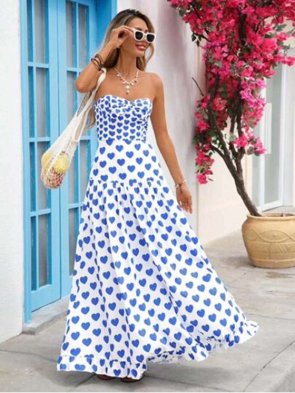 Blue Heart Print Emily in Paris inspired Sundress - Paris 2026 summer